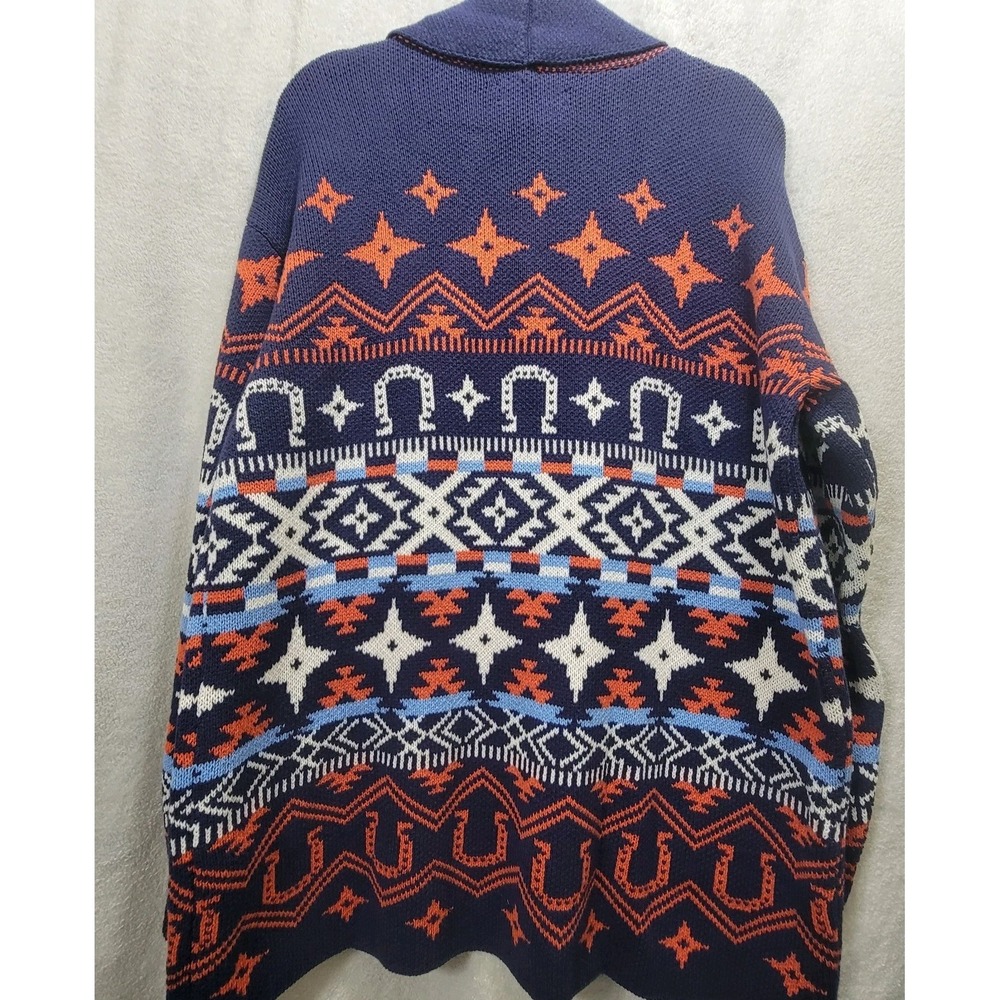 Lucky Brand NWT $149 Open Draped Long Cardigan XL Aztec Western Rodeo Horseshoe - Picture 12 of 14